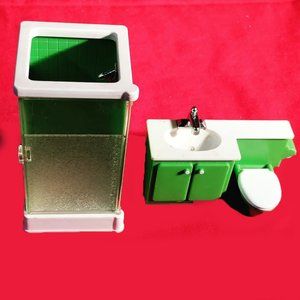 Fisher Price 1970 Vintage Bathroom Shower and Vanity